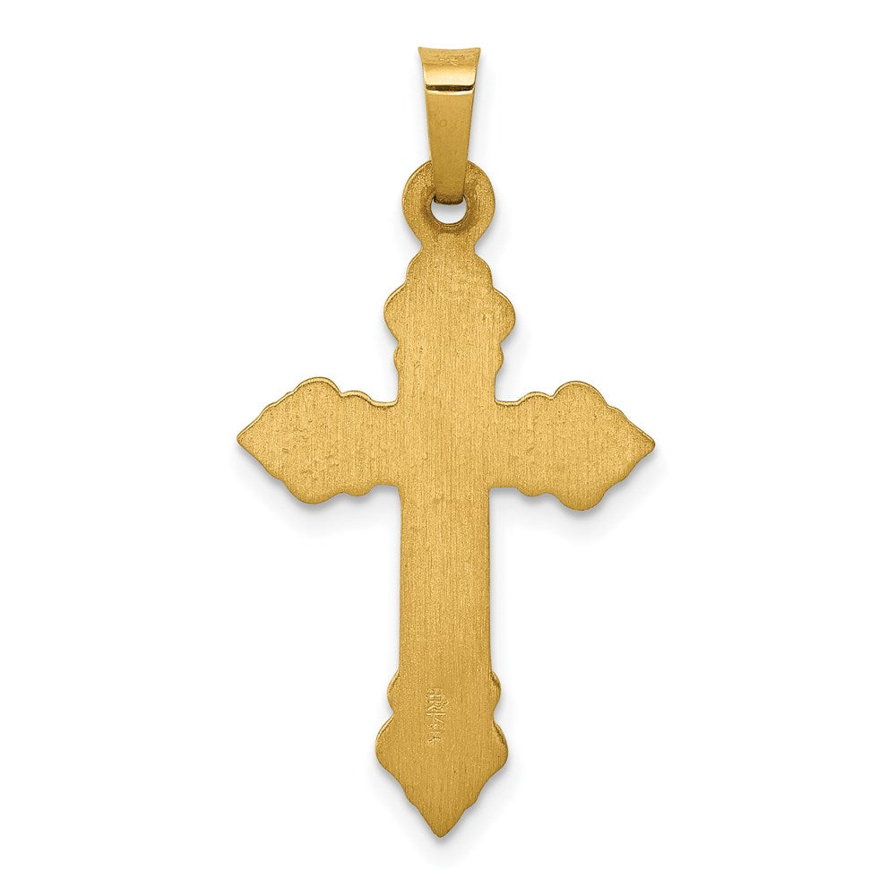 14k Brushed and Polished Budded Cross Pendant