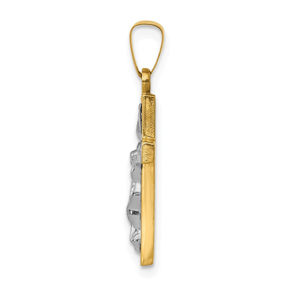 14K w/Rhodium Polished Inri Crucifix Pendant
