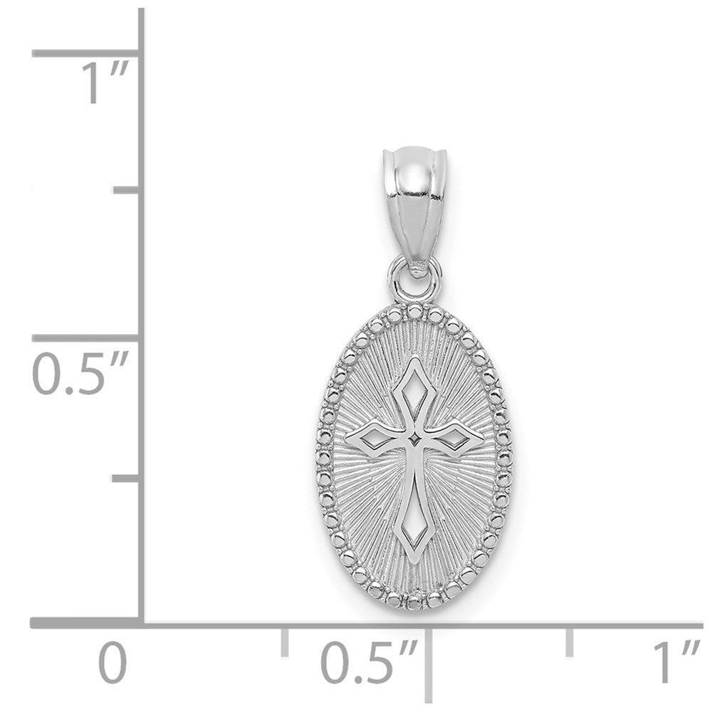 14k White Gold Polished Small Cross Medal Pendant