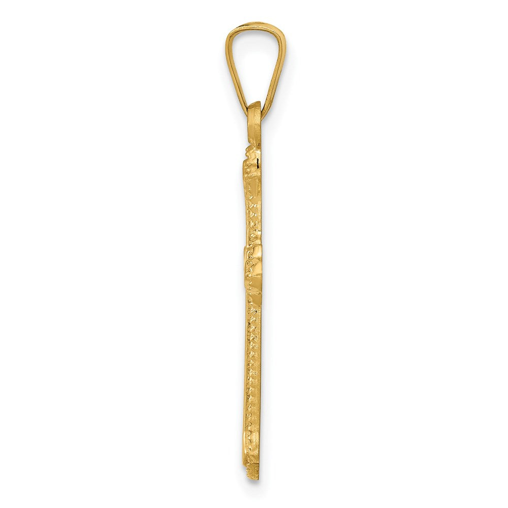 14k Polished Fleur de Lis Cross Pendant