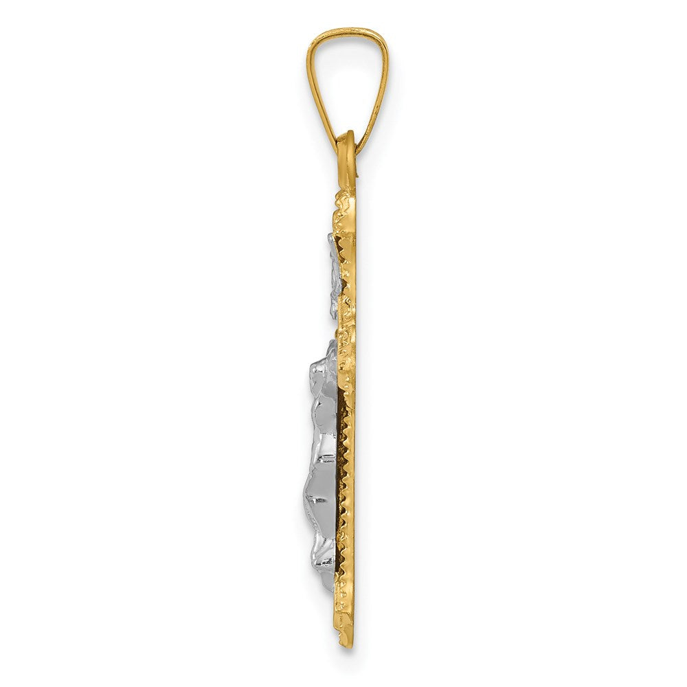 14k Two-tone Polished INRI Crucifix Pendant