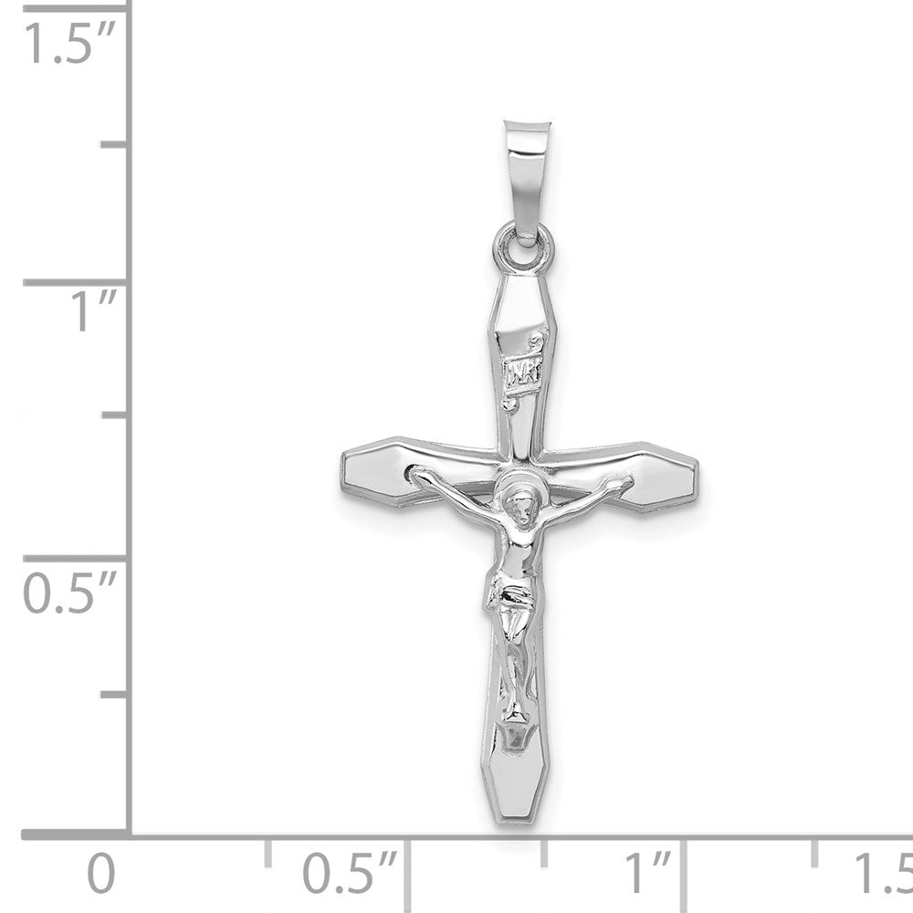 14k White Gold Polished INRI Crucifix Pendant