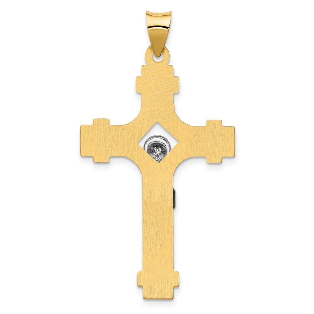 14k Two-tone Polished INRI Crucifix Pendant