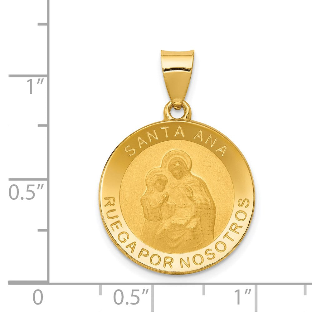 14K Polished/Satin Hollow Spanish Saint Anne Medal Pendant