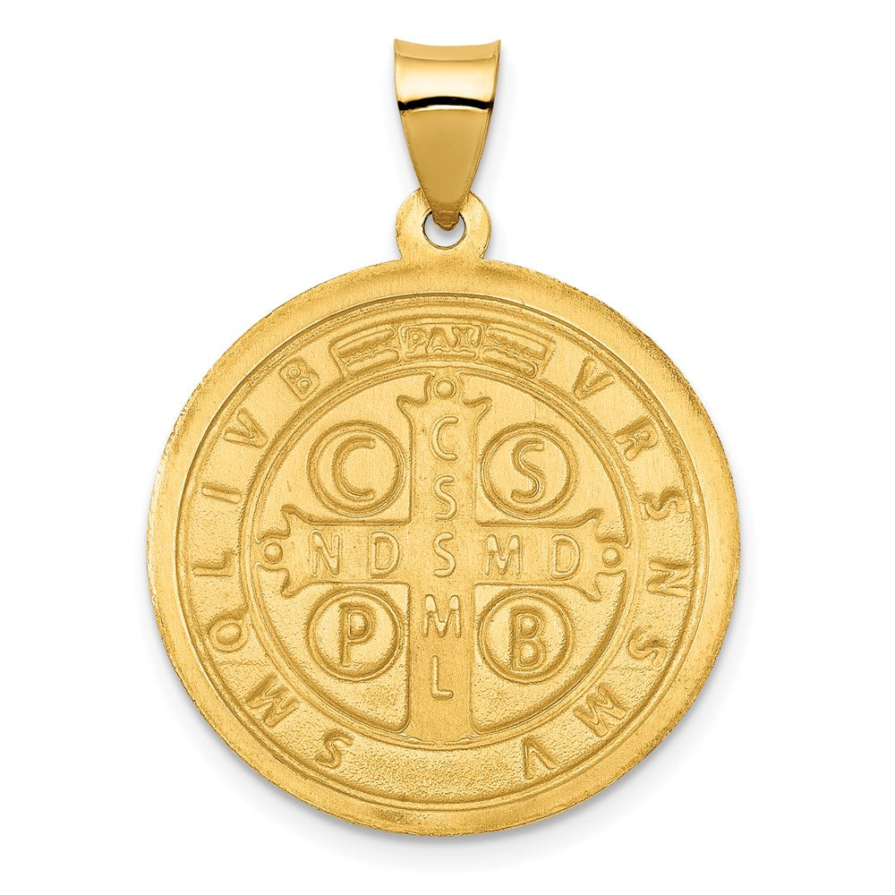 14K Polished/Satin St. Benedict Reversible Hollow Medal