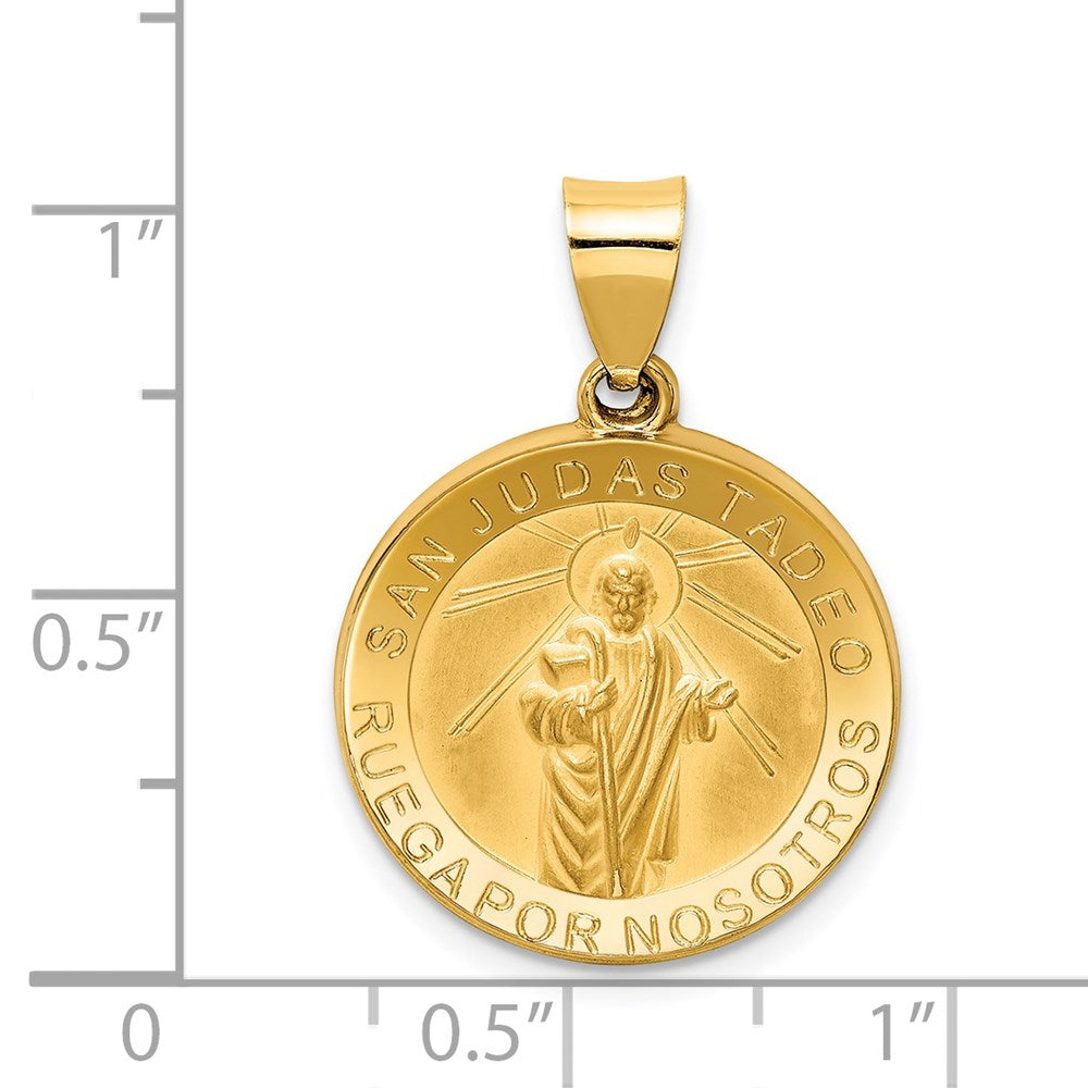 14K Polished / Satin Hollow Spanish St. Jude Thaddeus Medal