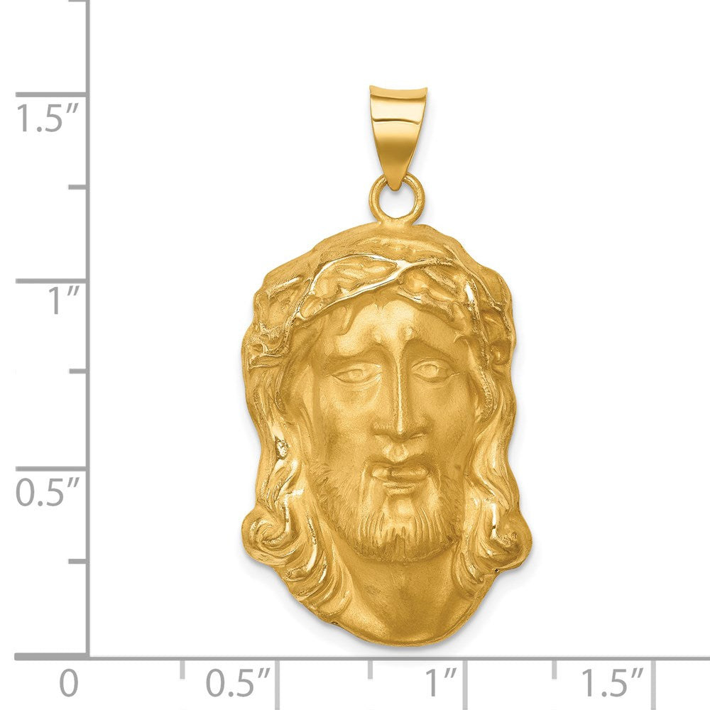 14k Hollow Polished/Satin Large Jesus Medal