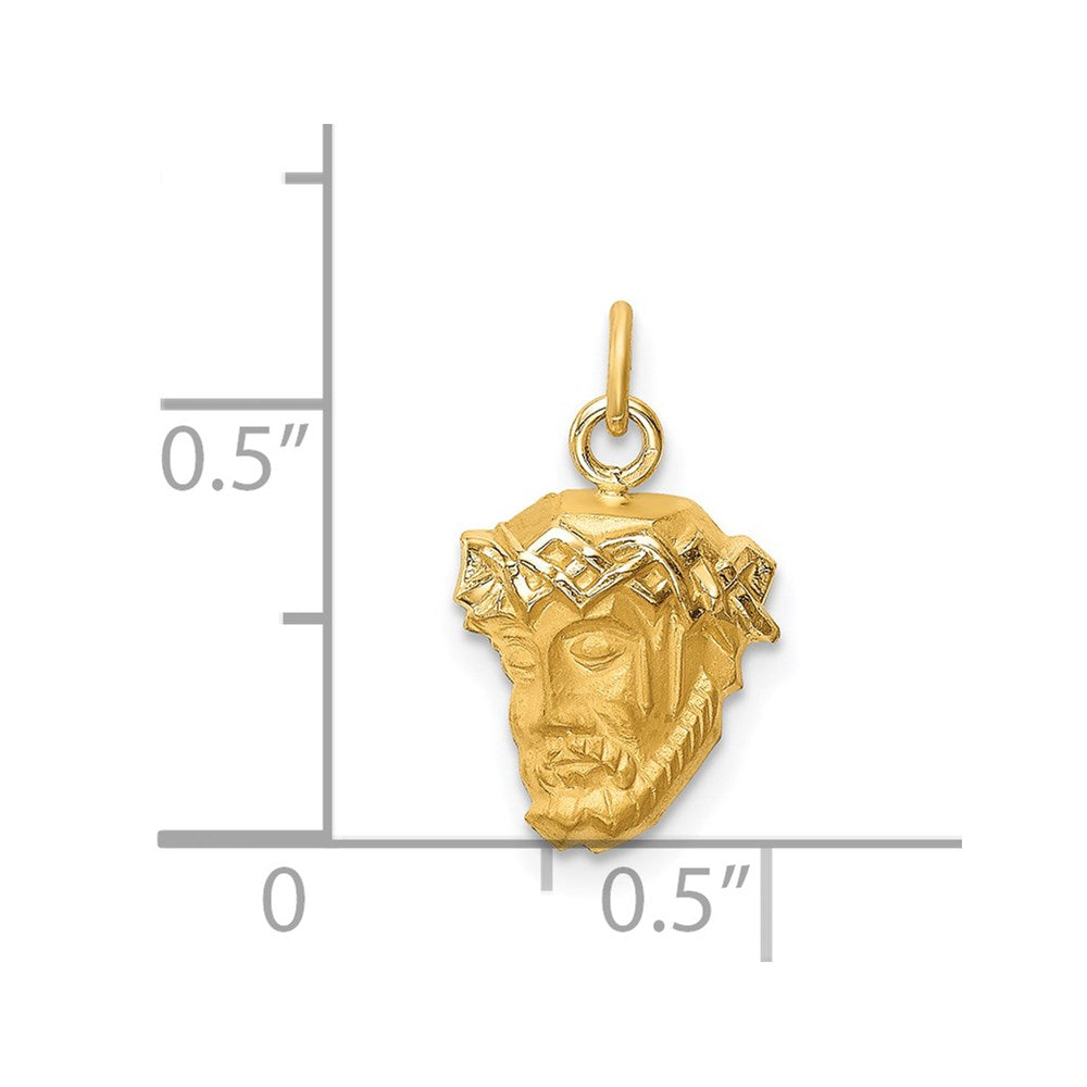 14k Hollow Polished/Satin Small Jesus Medal