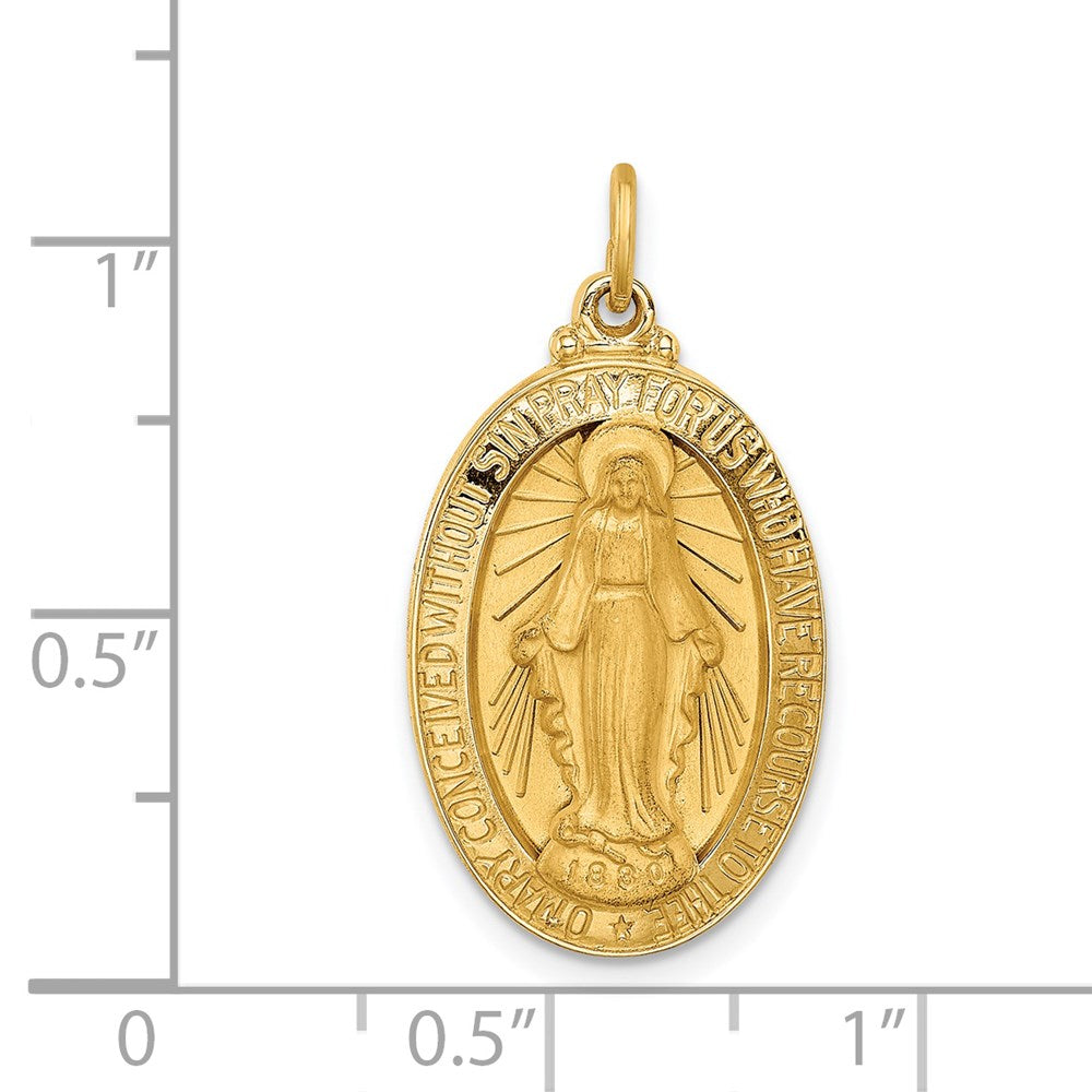 14k Solid Polished/Satin Medium Oval Miraculous Medal