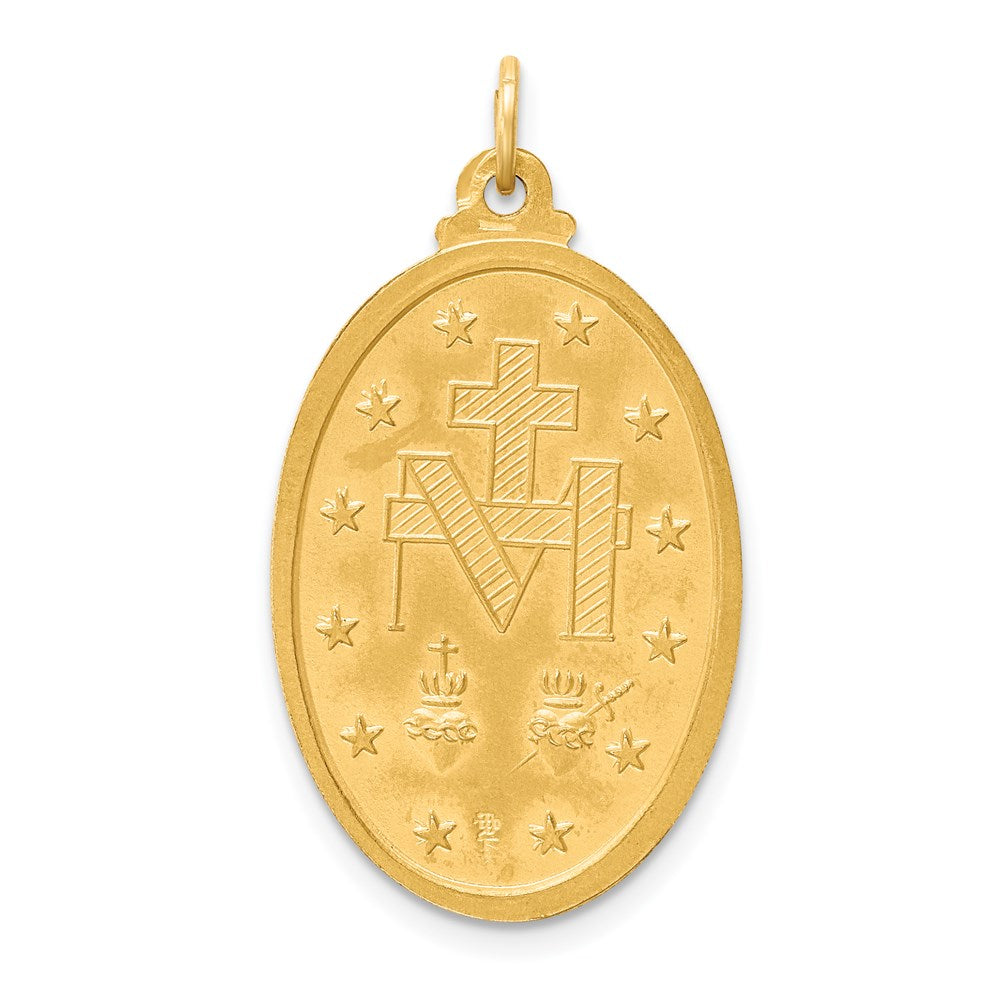 14k Solid Polished/Satin Large Oval Miraculous Medal