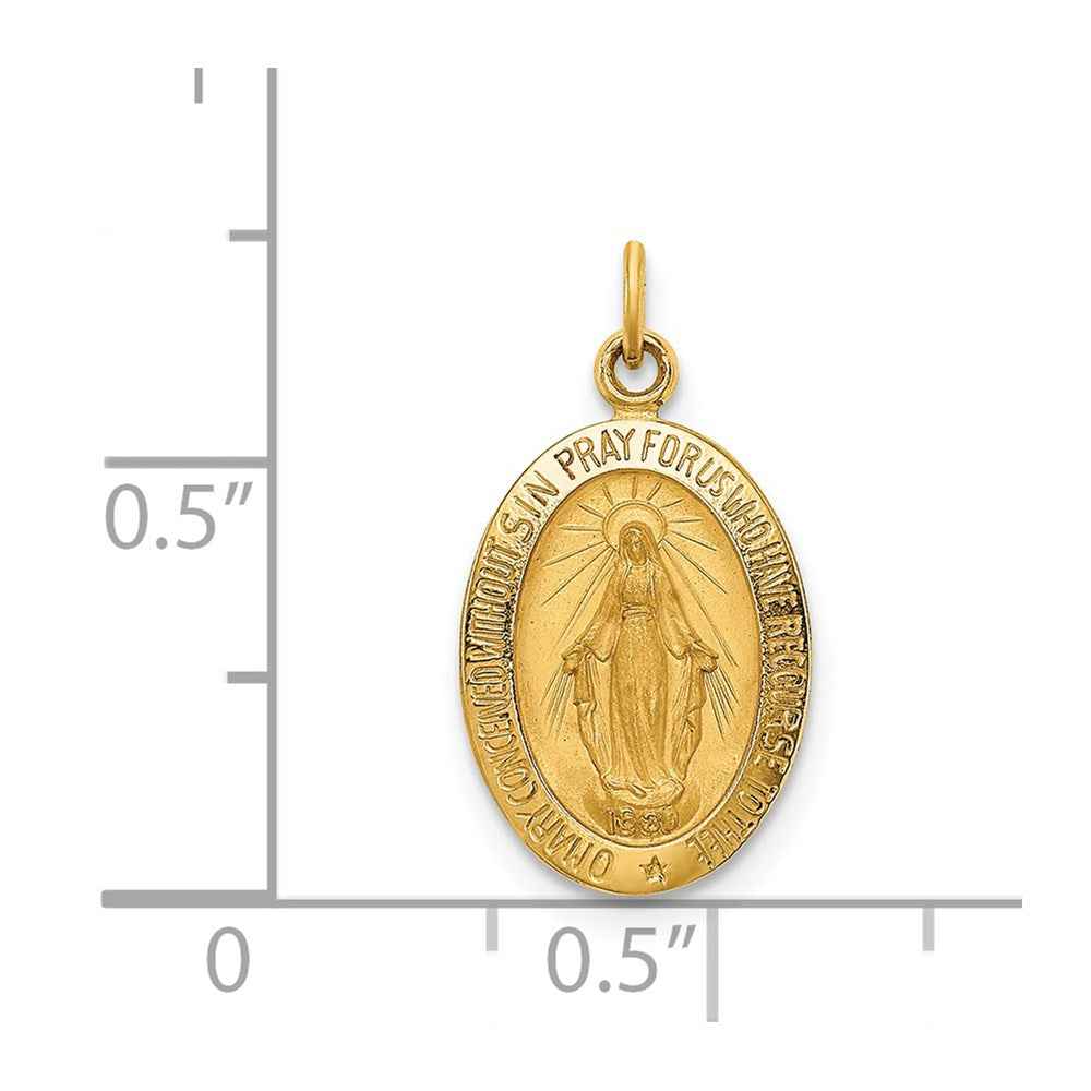 14k Solid Polished/Satin Small Oval Miraculous Medal