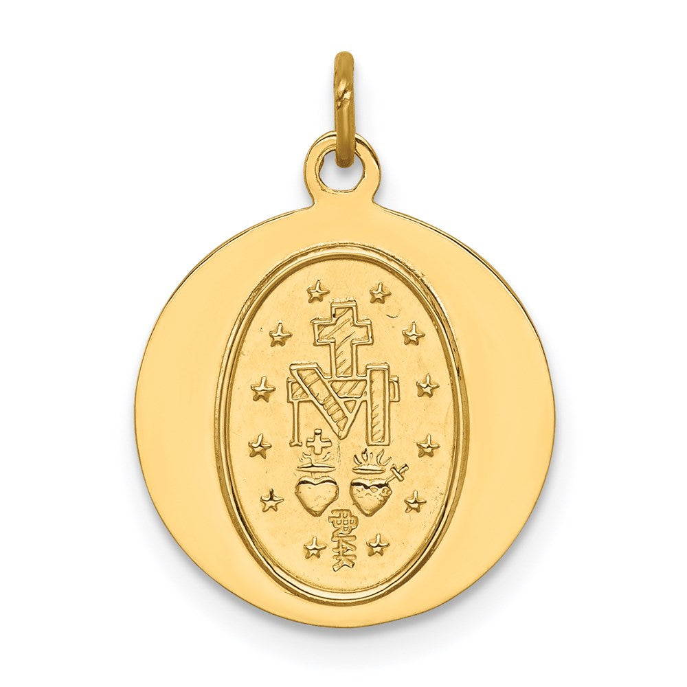 14k Solid Polished/Satin Round Miraculous Medal