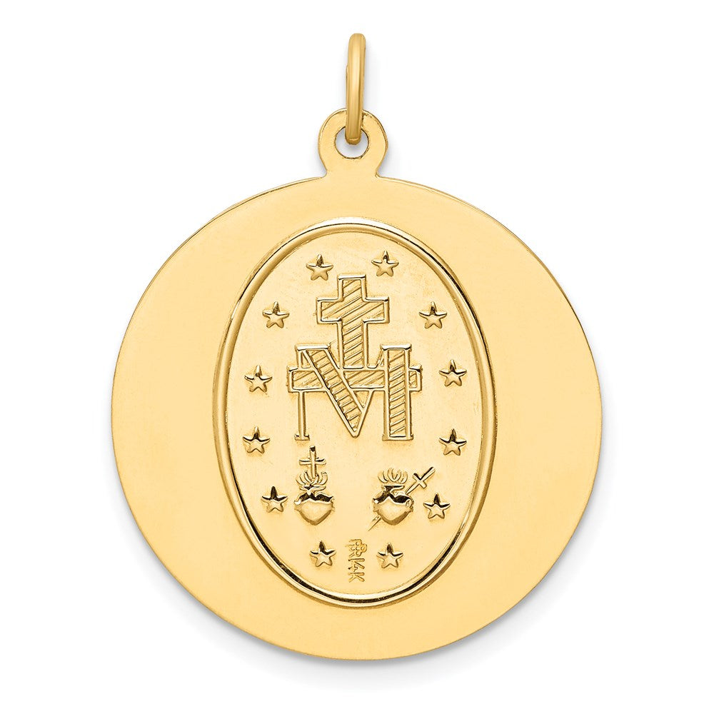 14k Solid Polished/Satin Round Miraculous Medal