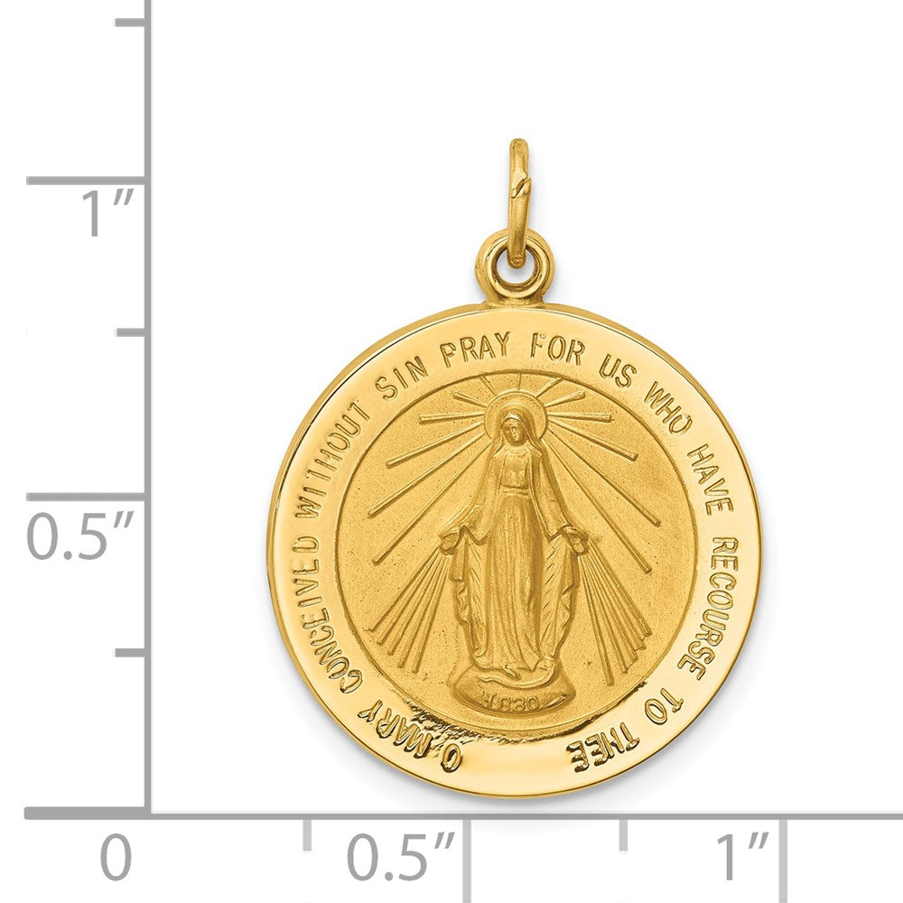 14k Solid Polished/Satin Medium Round Miraculous Medal