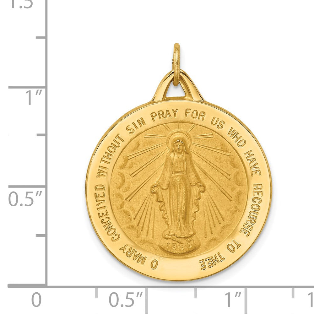 14k Solid Polished/Satin Extra Large Round Miraculous Medal