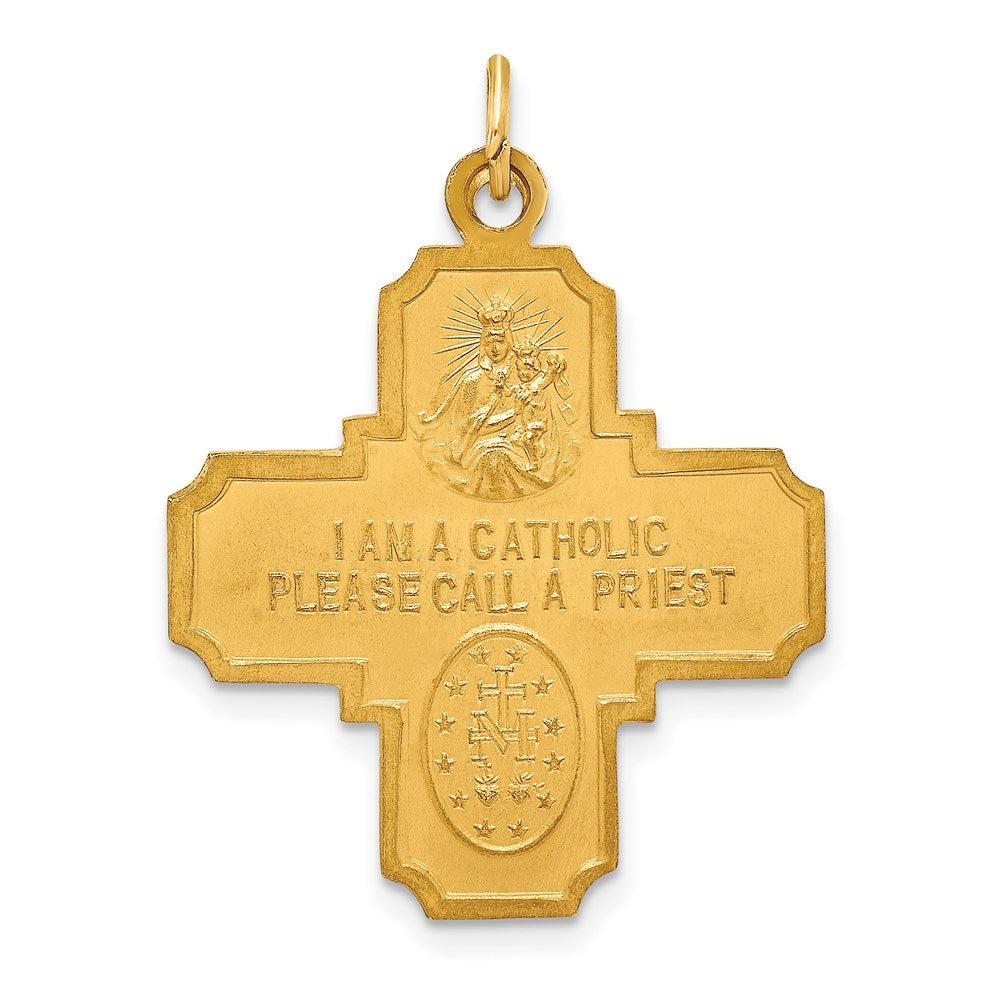 14k Solid Polished/Satin Medium 4-Way Medal
