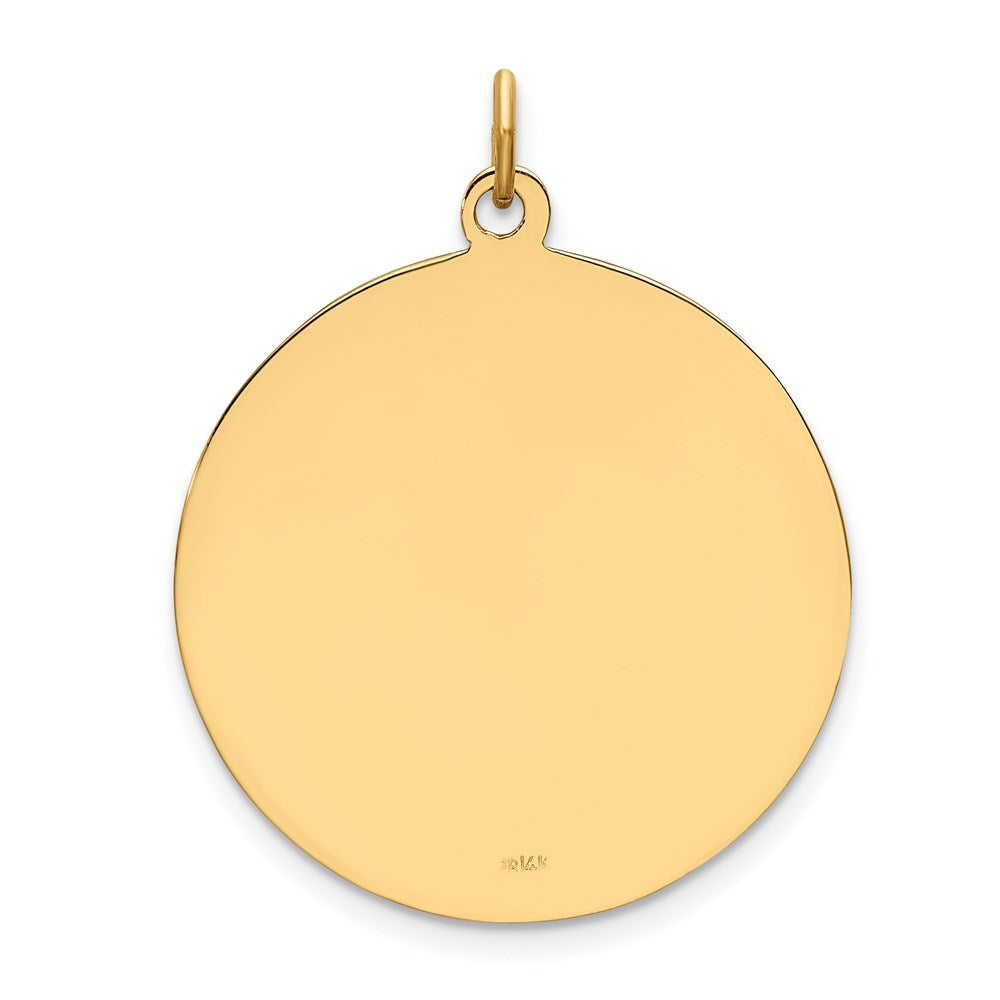 14k Solid Polished/Satin Medium Round Disc St. Christopher Medal