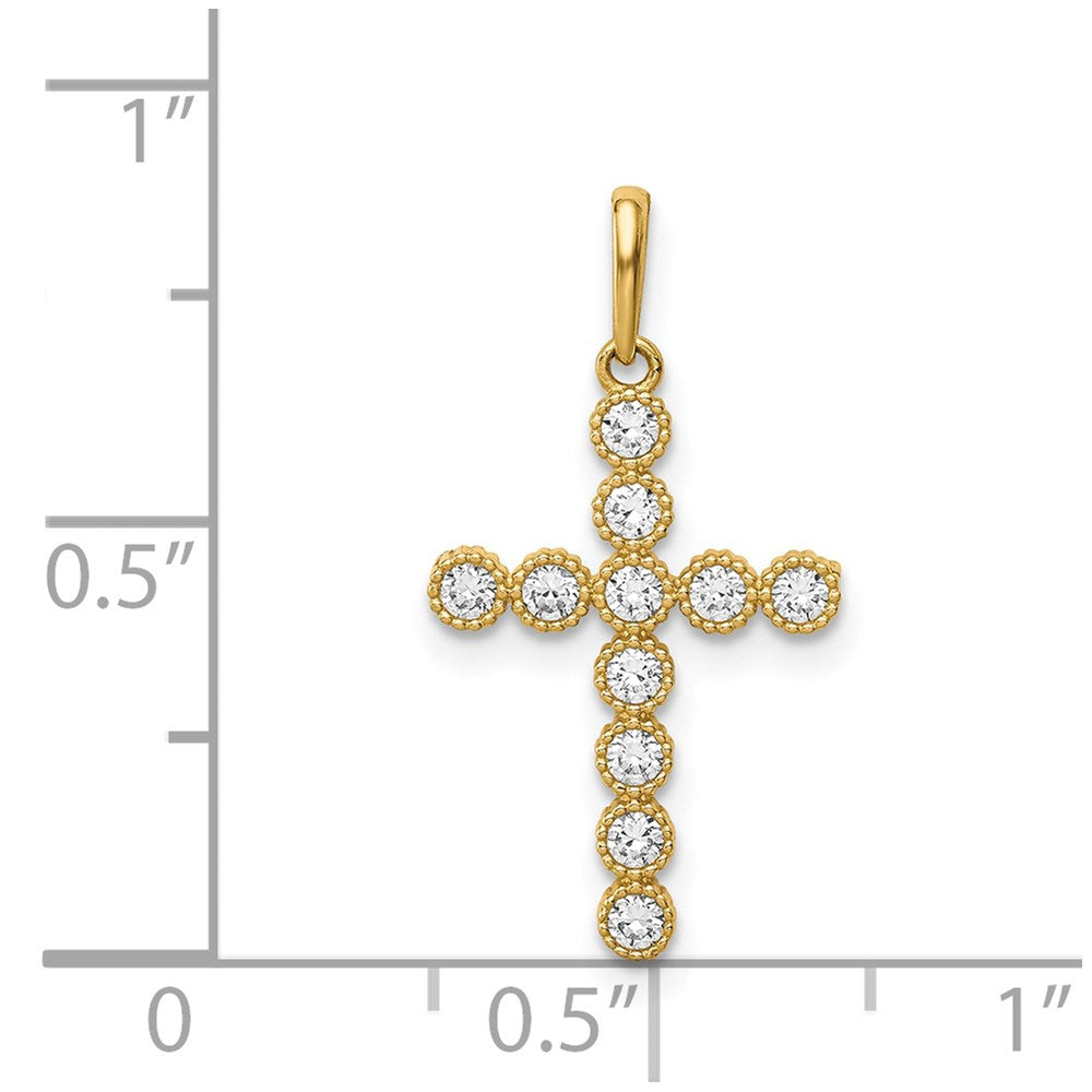 14K CZ Cross Pendant