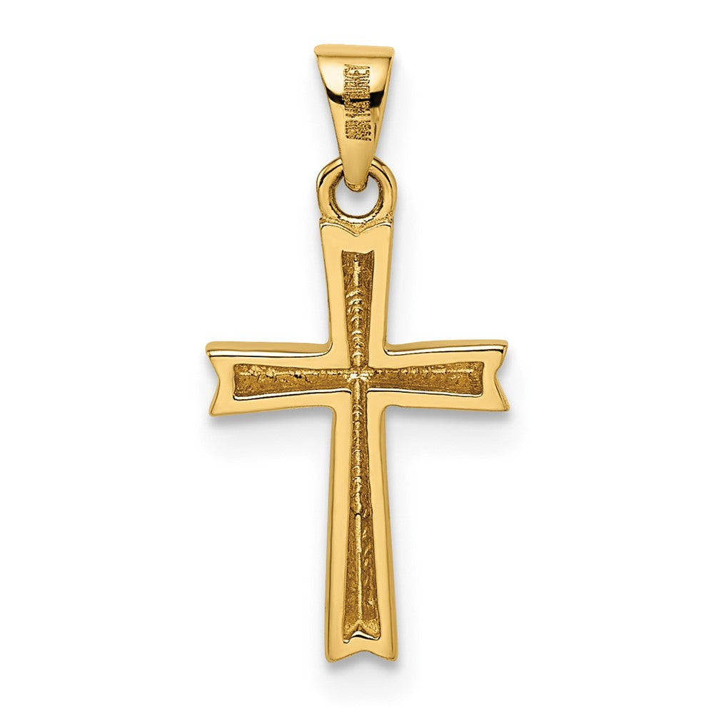 14k w/Rhodium Diamond-cut Small Latin Cross Pendant