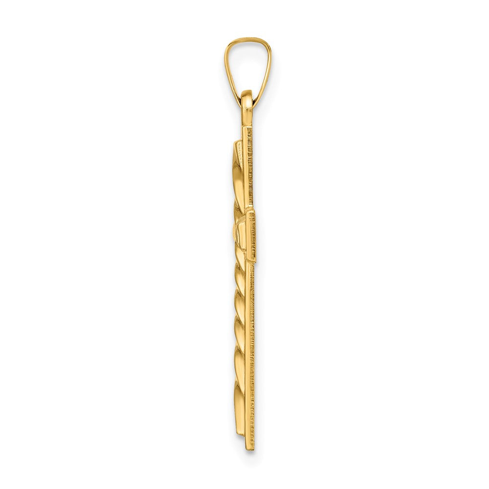 14k Polished and Twisted Hollow Cross Pendant