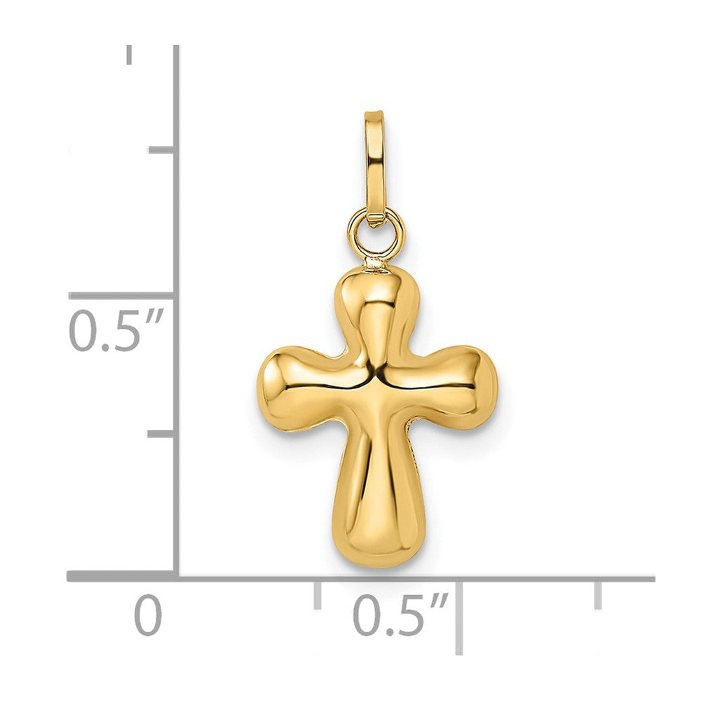 14k Polished Puffed Cross Pendant