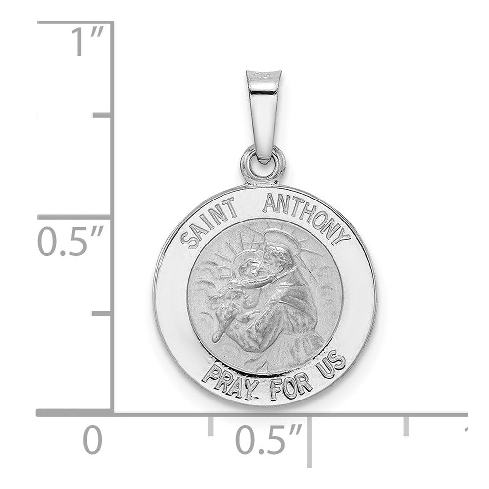 14k White Gold Polished and Satin Hollow St Anthony Medal Pendant