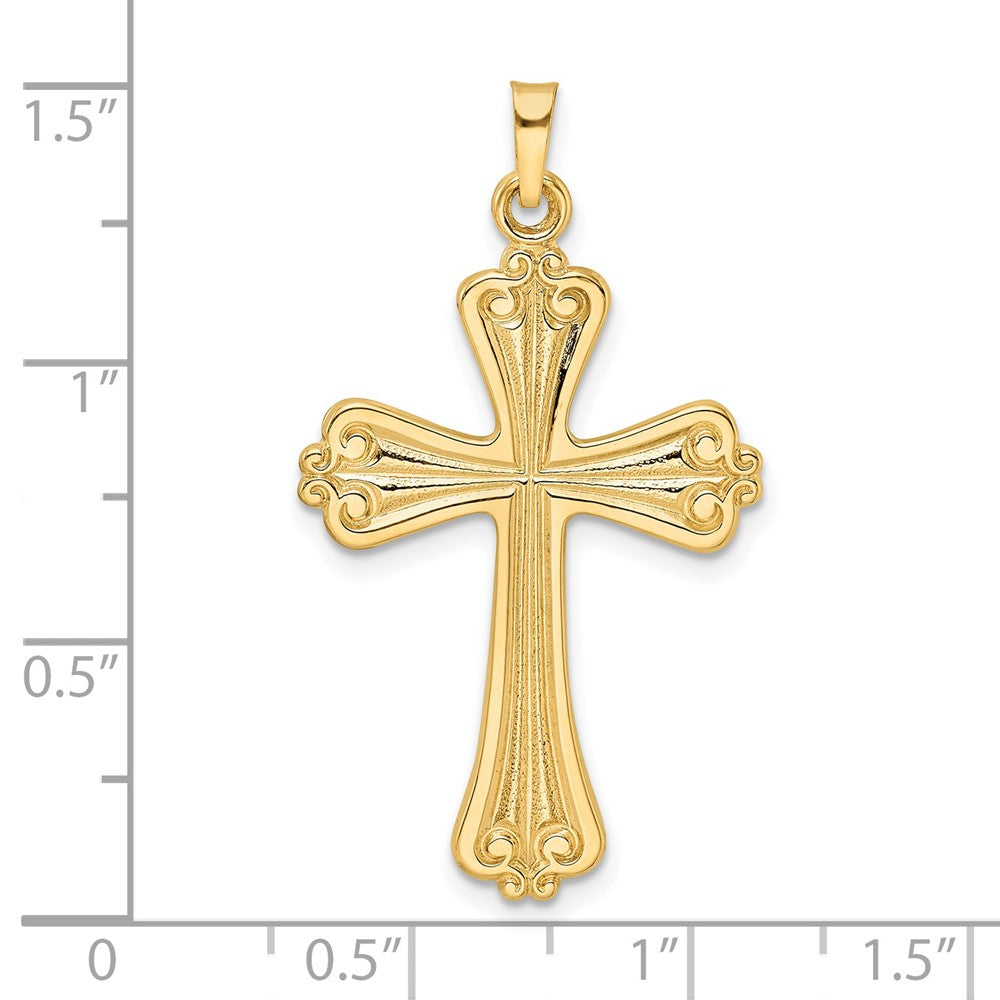 14k Polished Solid Fancy Cross Pendant