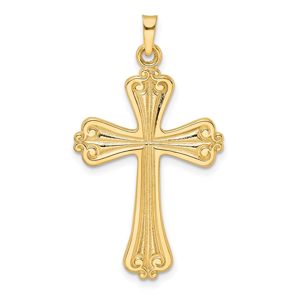 14k Polished Solid Fancy Cross Pendant
