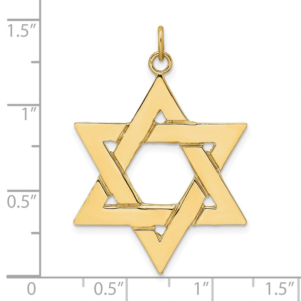 14k Polished Solid Star of David Pendant