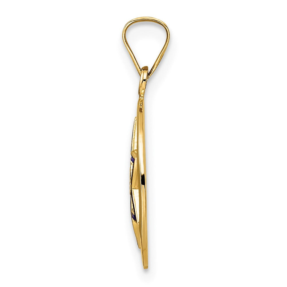 14k Polished and Enameled Solid Star of David Pendant