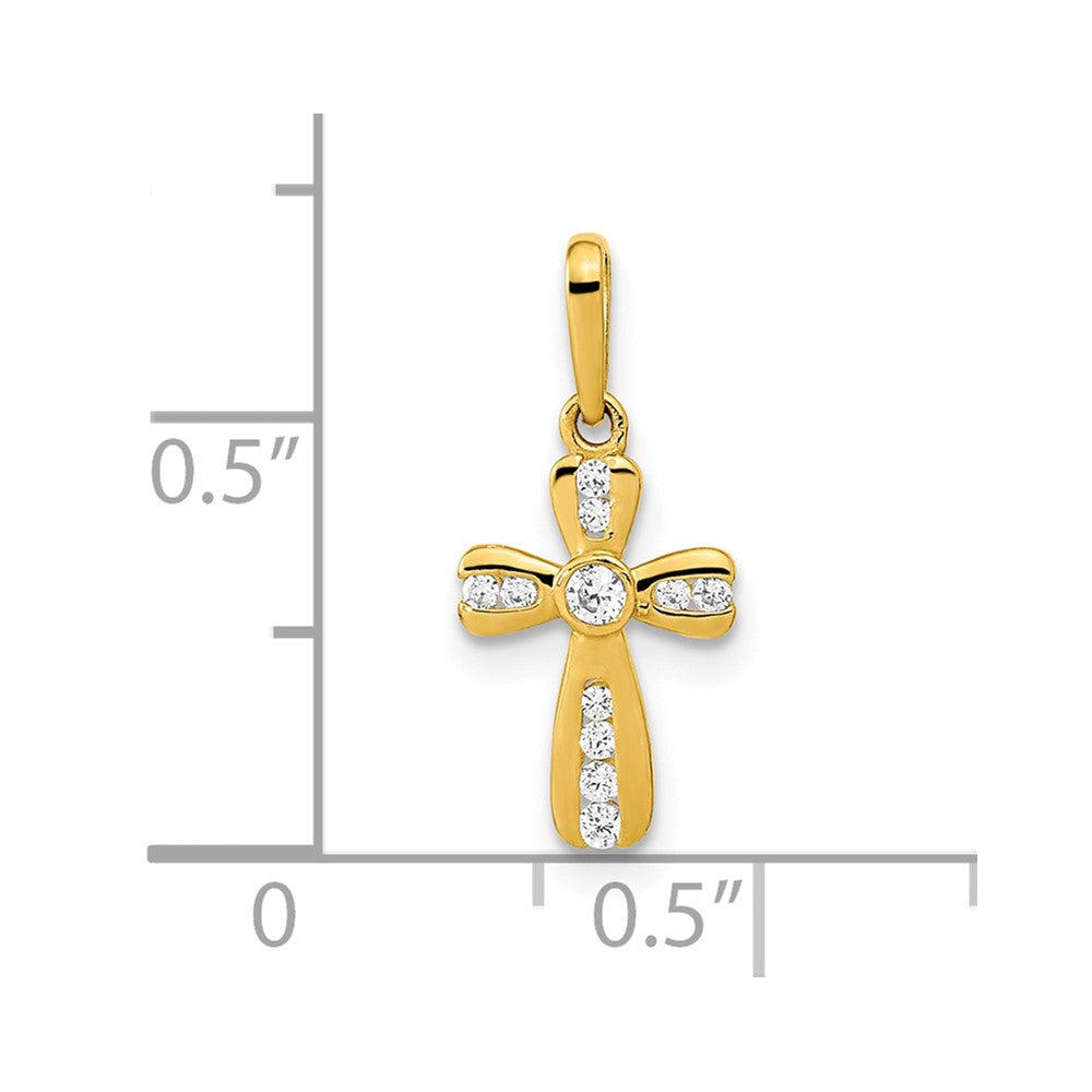 14K Polished CZ Cross Pendant