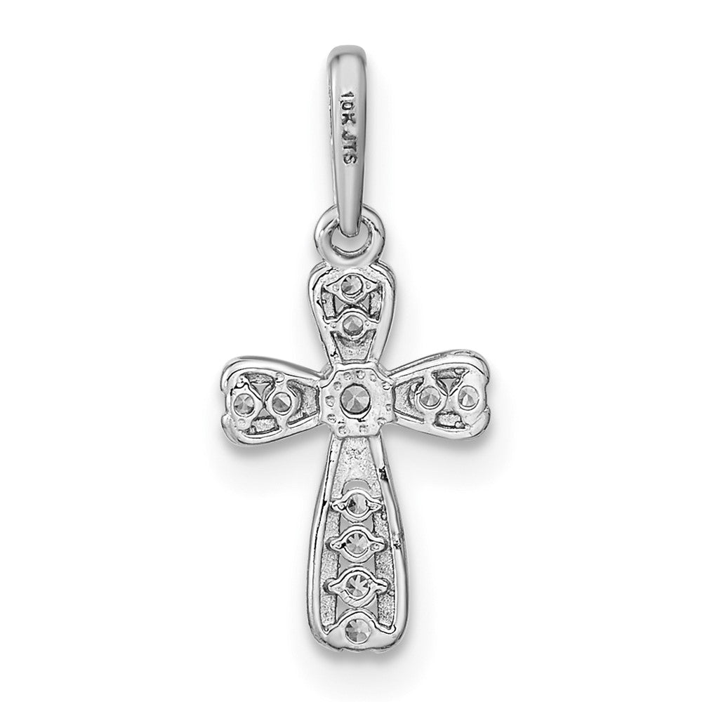 14K White Gold CZ Cross Pendant