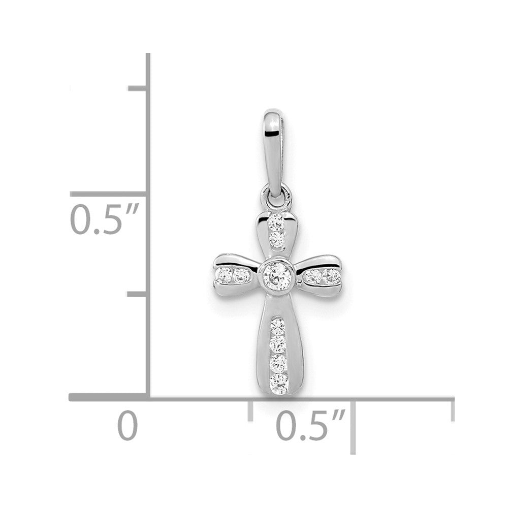 14K White Gold CZ Cross Pendant