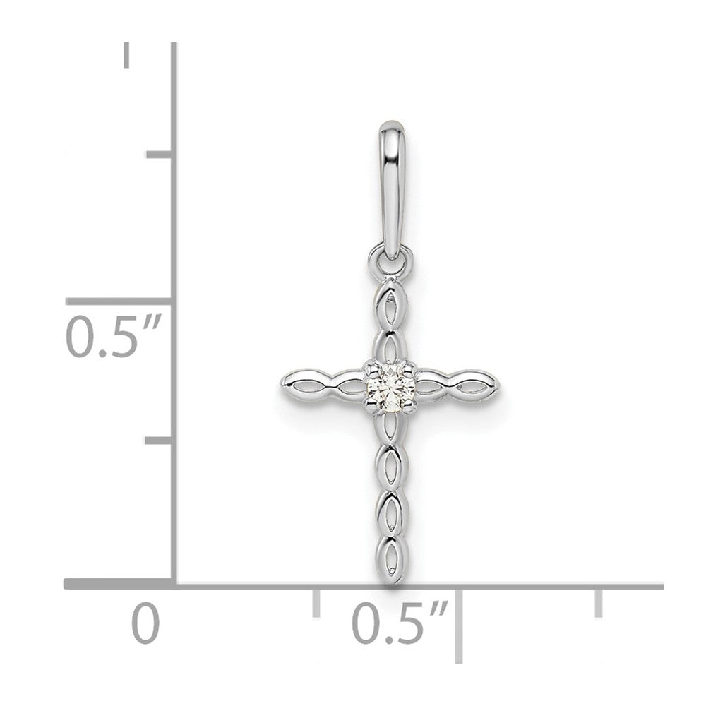 14k White Gold CZ Cross Pendant