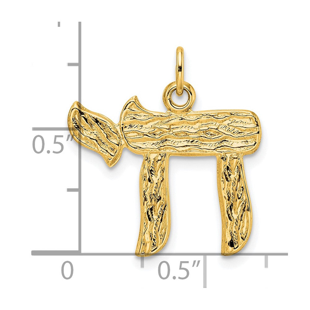 14k Polished and Textured Solid Chai Symbol Pendant