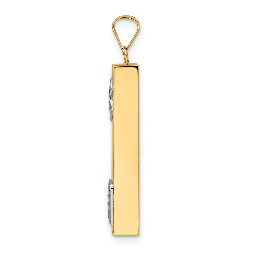 14k Two-tone Polished Hollow Mezuzah w/Star of David and Torah Pendant