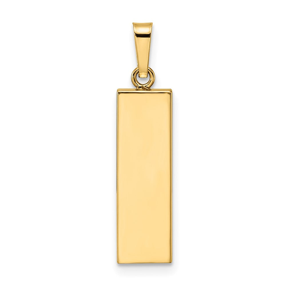 14k Two-tone Polished Hollow Mezuzah w/Star of David and Chai Pendant