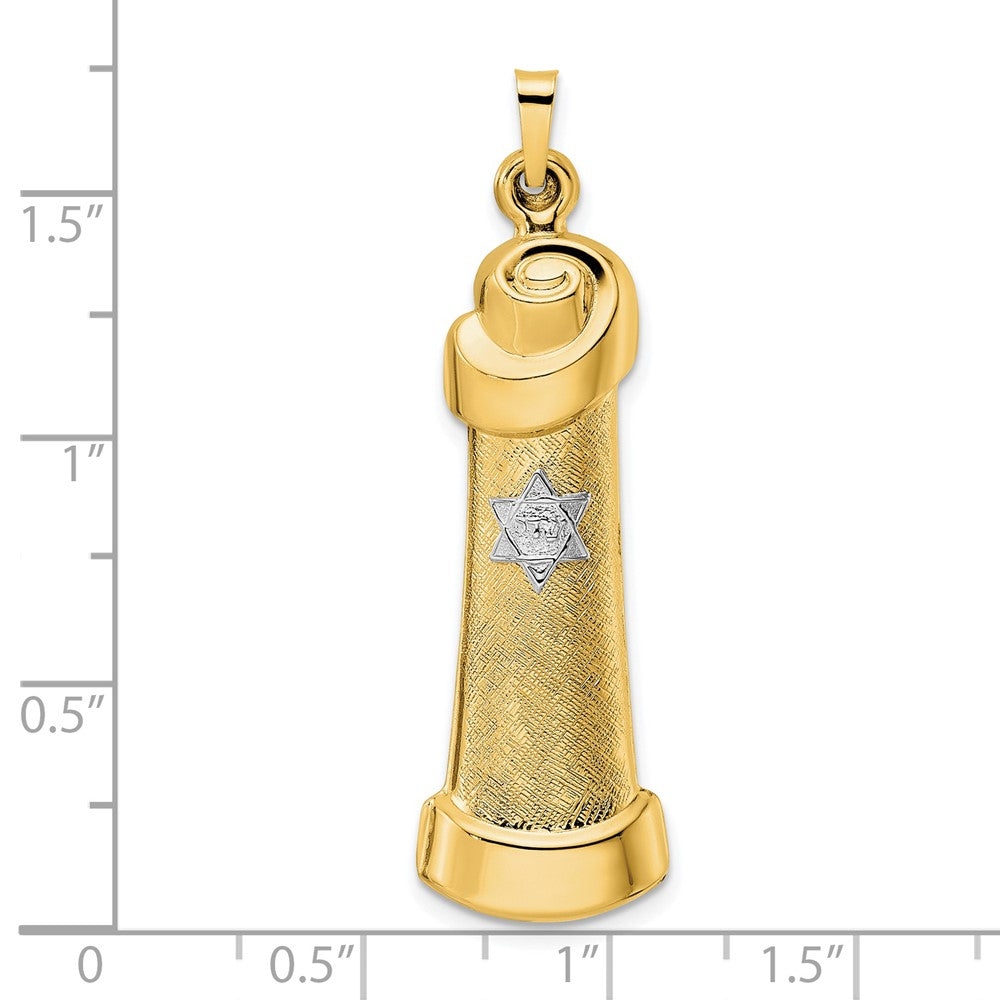 14k Two-tone Hollow Scroll Pendant
