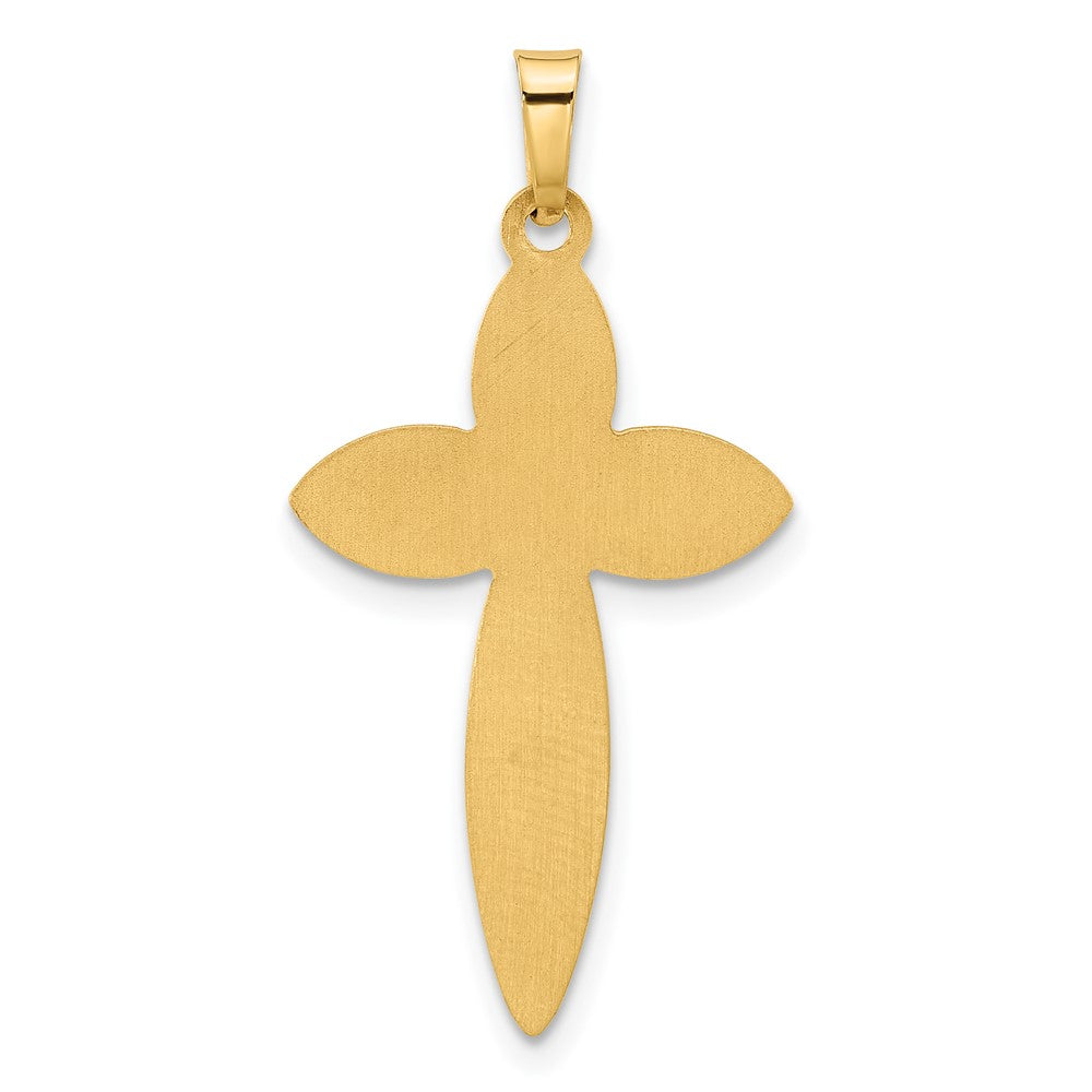 14k Polished and Beaded Hollow Edge Passion Cross Pendant