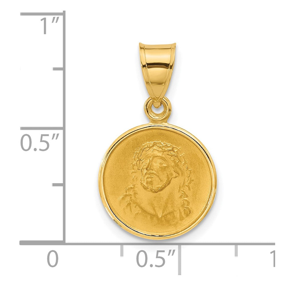 14k Polished and Satin Solid Face of Jesus Medal