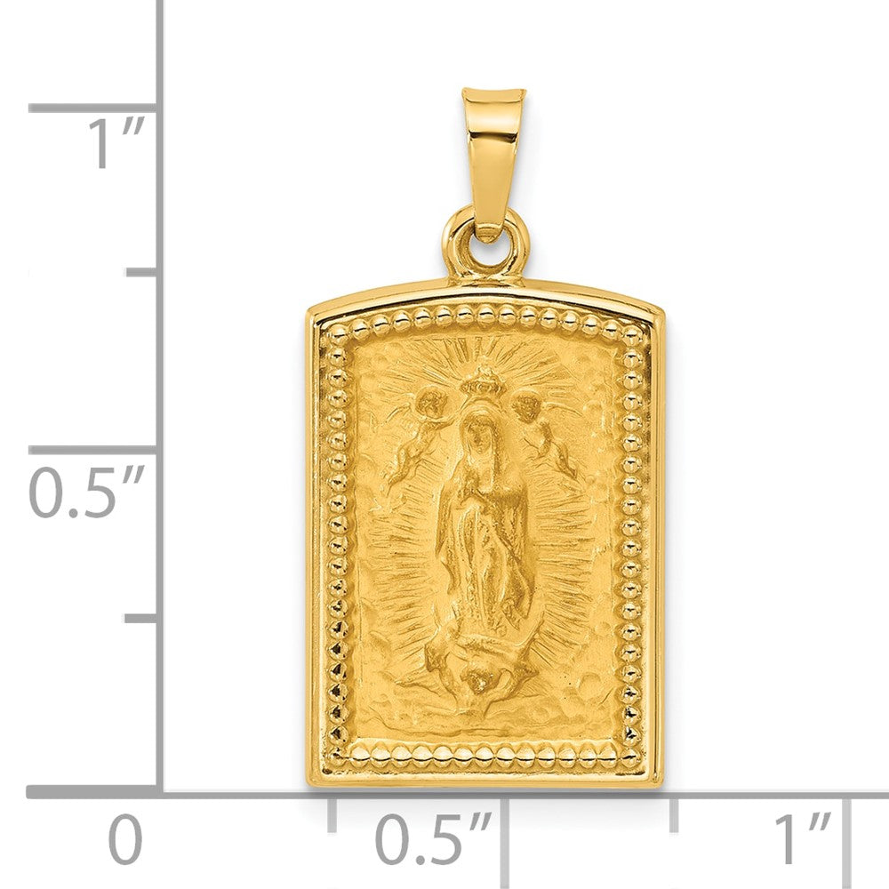 14K Rectangular Hollow Our Lady of Guadalupe Medal
