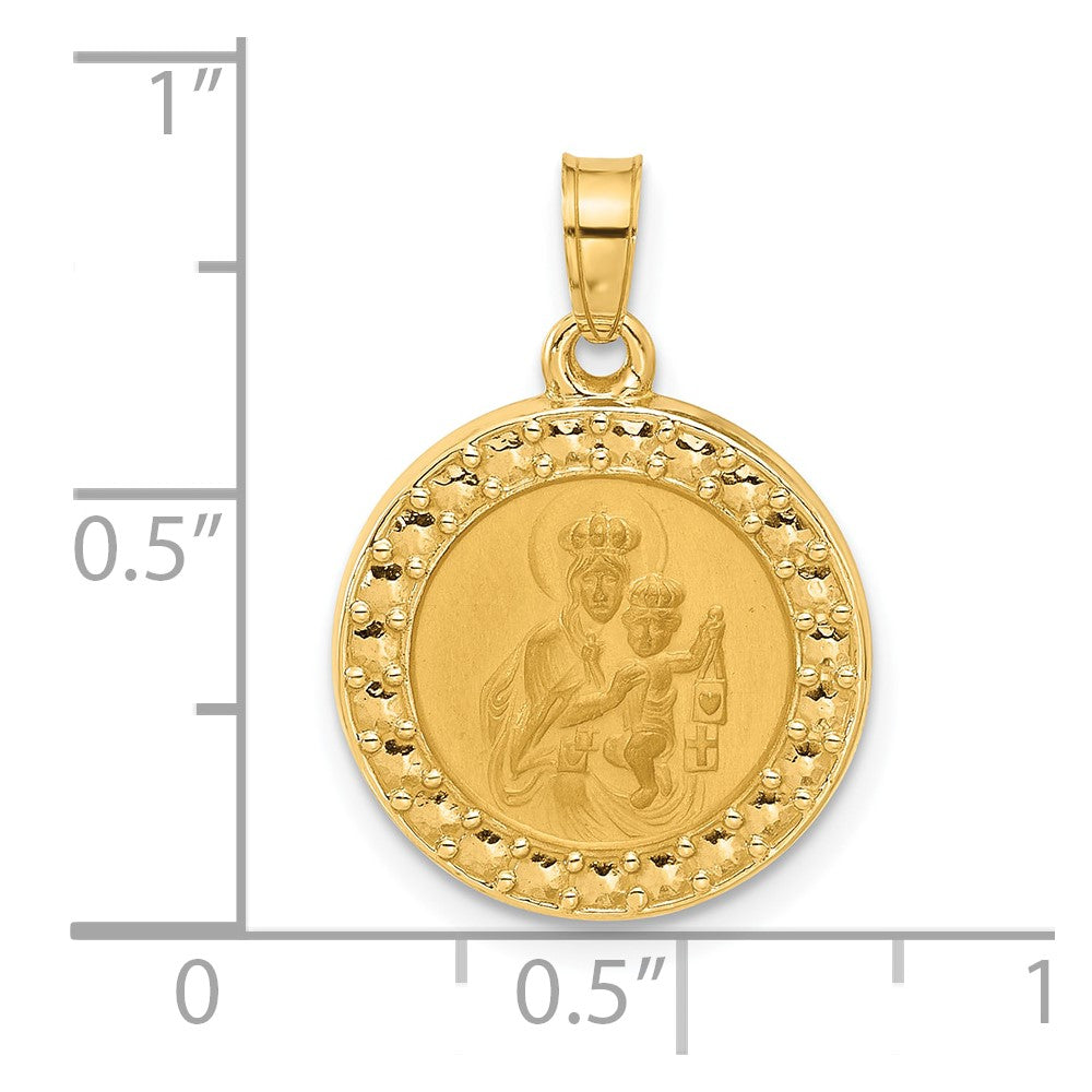 14K Hollow Our Lady of Mt Carmel Medal