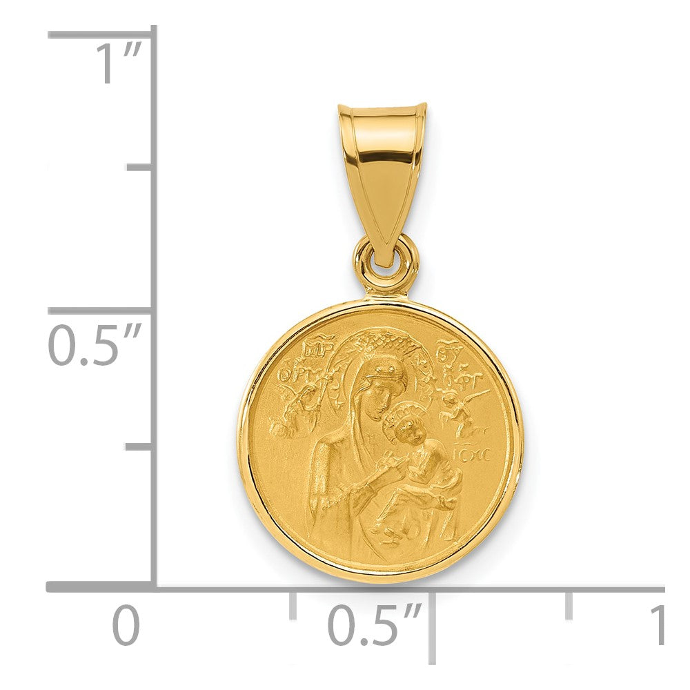14k Polished and Satin Solid Our Lady of Perpetual Help Medal