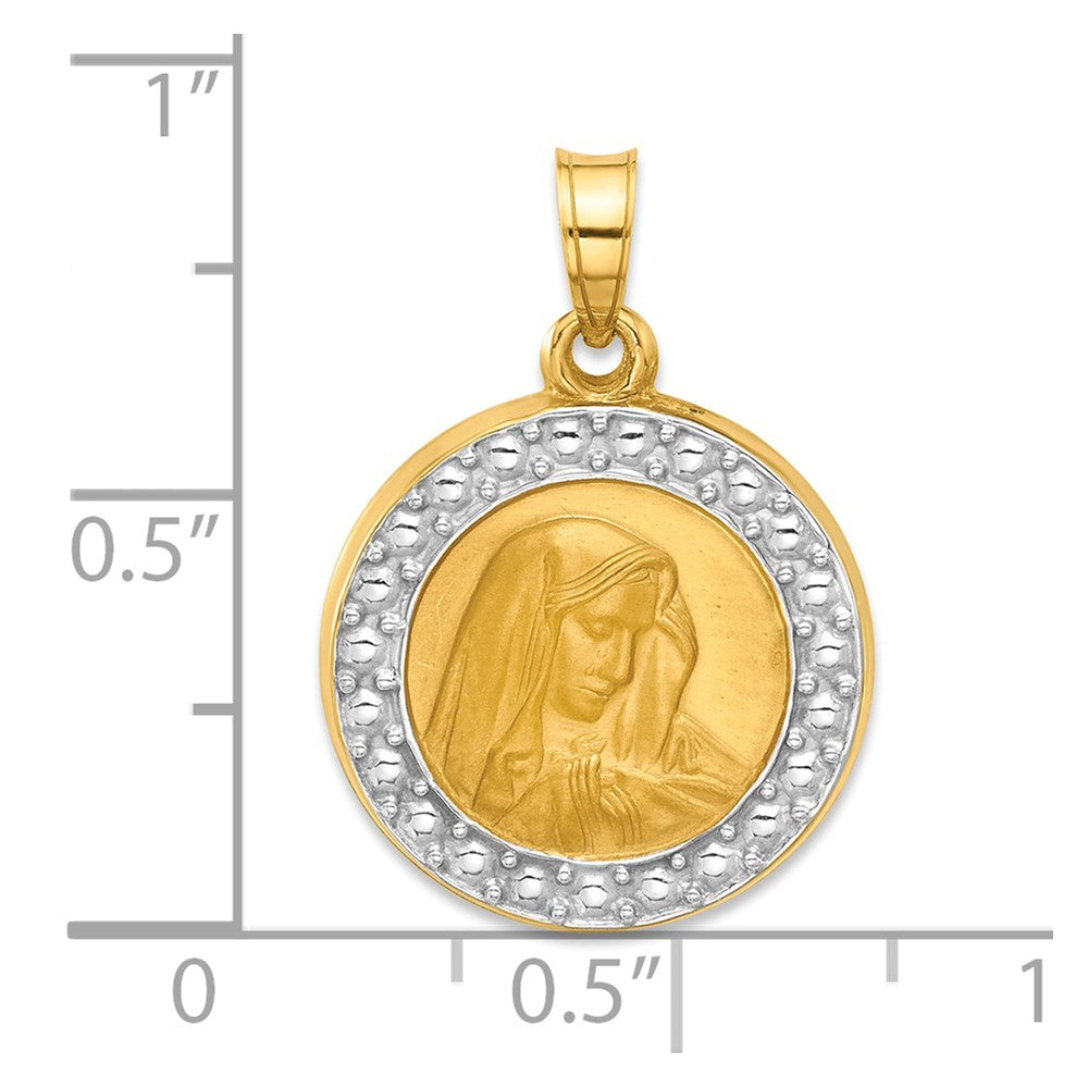 14k and Rhodium Hollow Lady of Sorrows Pendant