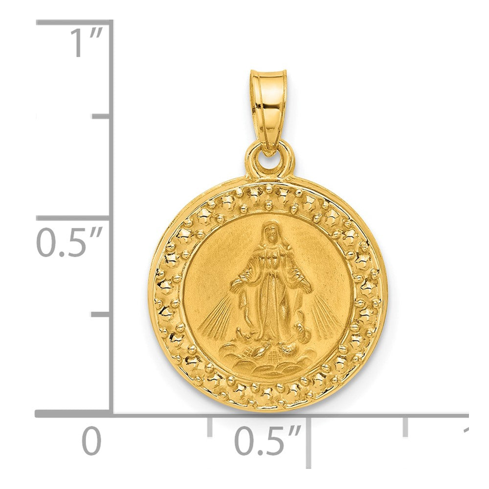 14K Hollow Miraculous Mary Plain Back Medal