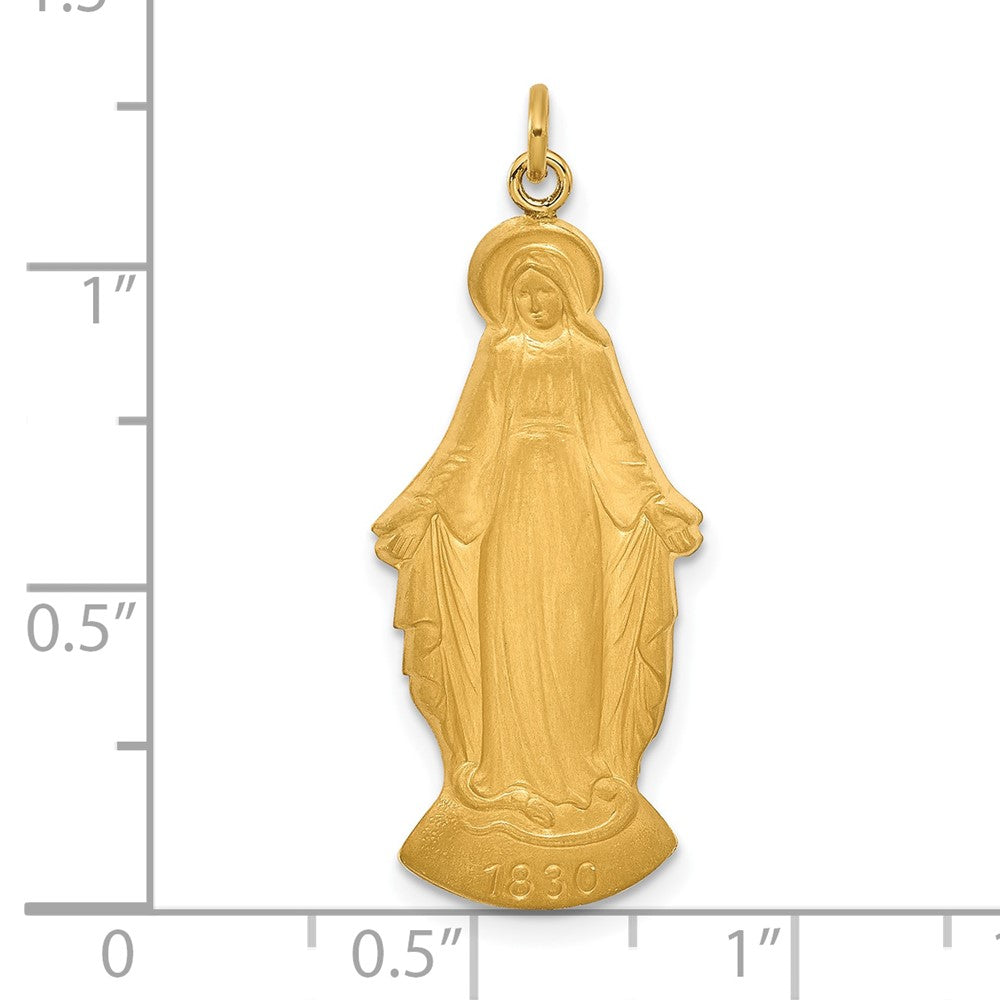 14k Hollow Miraculous Mary Plain Back Figure Charm