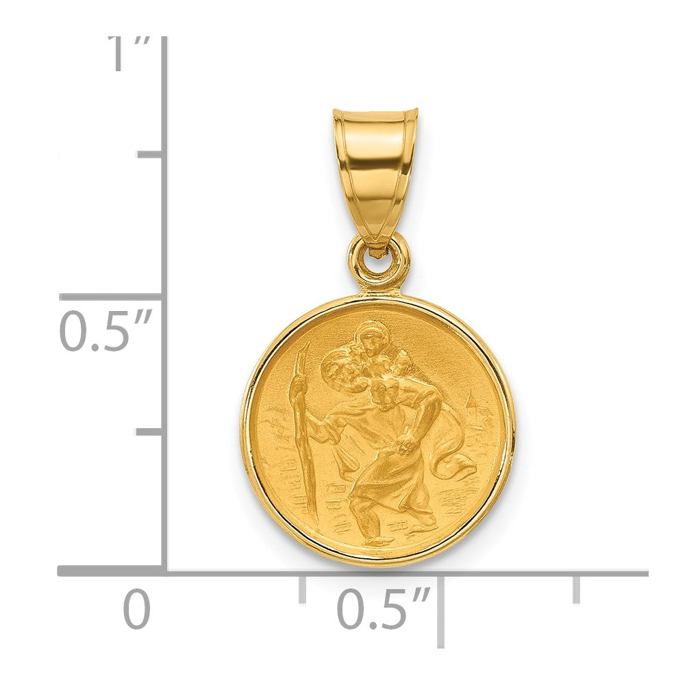 14k Polished and Satin St. Christopher Medal