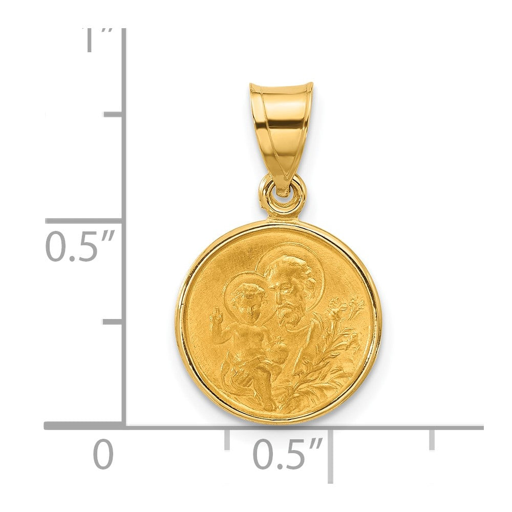 14k Polished and Satin Solid St Joseph Medal