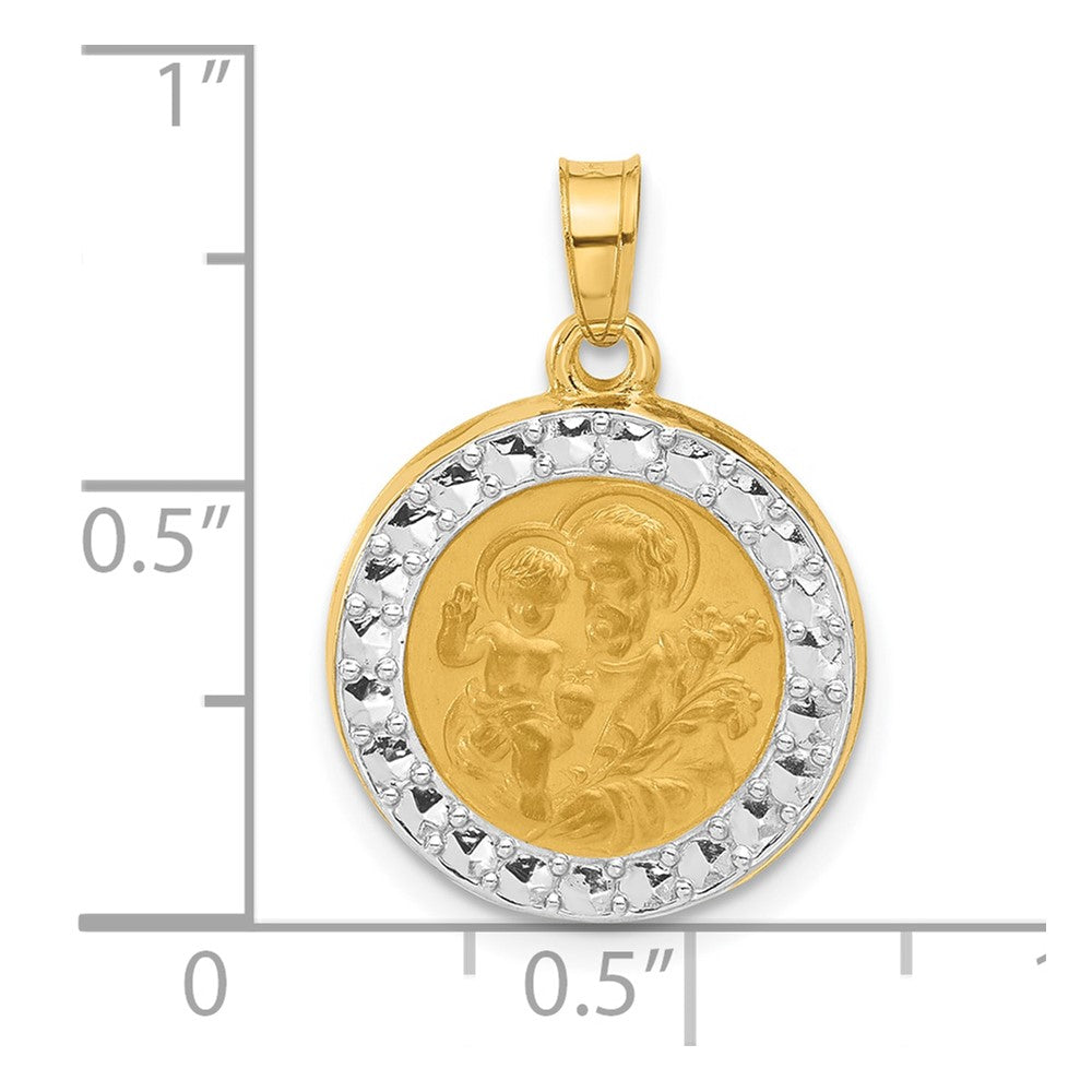 14K with White Rhodium Hollow St. Joseph Medal
