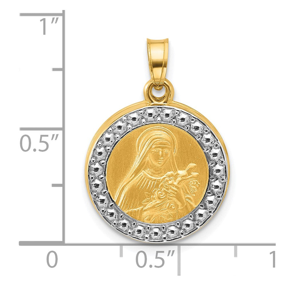 14k with Rhodium Hollow St. Theresa Pendant